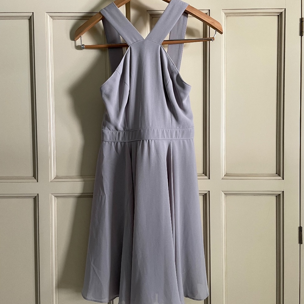 Lulu’s NWOT Lavender Grey/Gray Chiffon Mini Dress XS